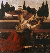 Annunciation (detail) dg LEONARDO da Vinci